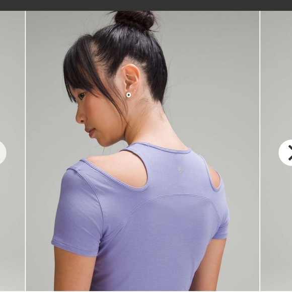 Lululemon Athletica Purple Cut-Out Short Sleeve Tee - Picture 3 of 4